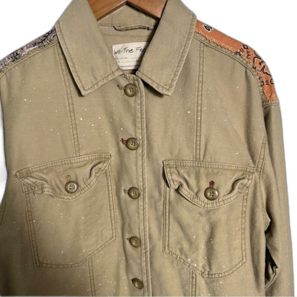 We The Free For Free People Khaki Swept Up Military Shirt Jacket NWOT Size XS - Picture 14 of 16